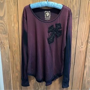 Velvet Stone long sleeve top with beadwork